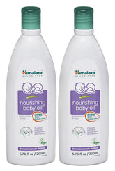 Himalaya Nourishing Baby Oil bottle shows a gentle, light formula for baby massage.
