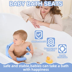 Himold baby bath seat blue side view showing ergonomic support for baby.