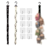 Hinbkenla plush toy display hanging setup on wall, for quick access and tidy play.