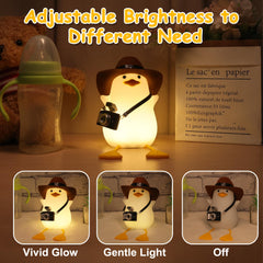 Hinittey Cowboy Duck Night Light offers a dimmer for adjustable brightness.