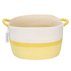 Hinwo oval cotton rope storage basket top view showcases stylish organization for nursery items.