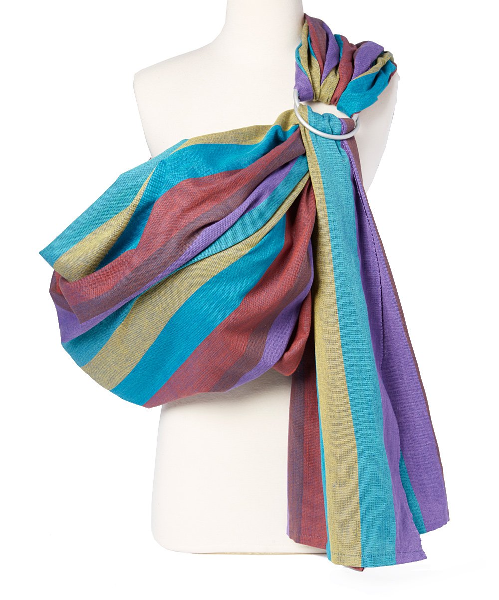 Hip Baby Wrap rainbow ring sling close-up showing breathable cotton fabric