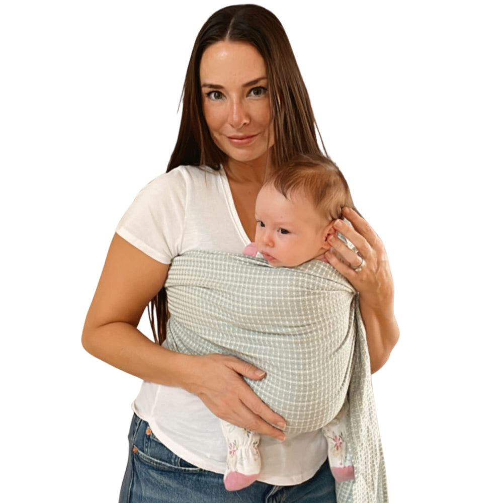 Hip Baby Wrap Kiwi Honeycomb fabric closeup showing breathable cotton for baby comfort
