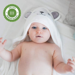 HIPHOP PANDA bear-ears design close-up for playful newborn bath time