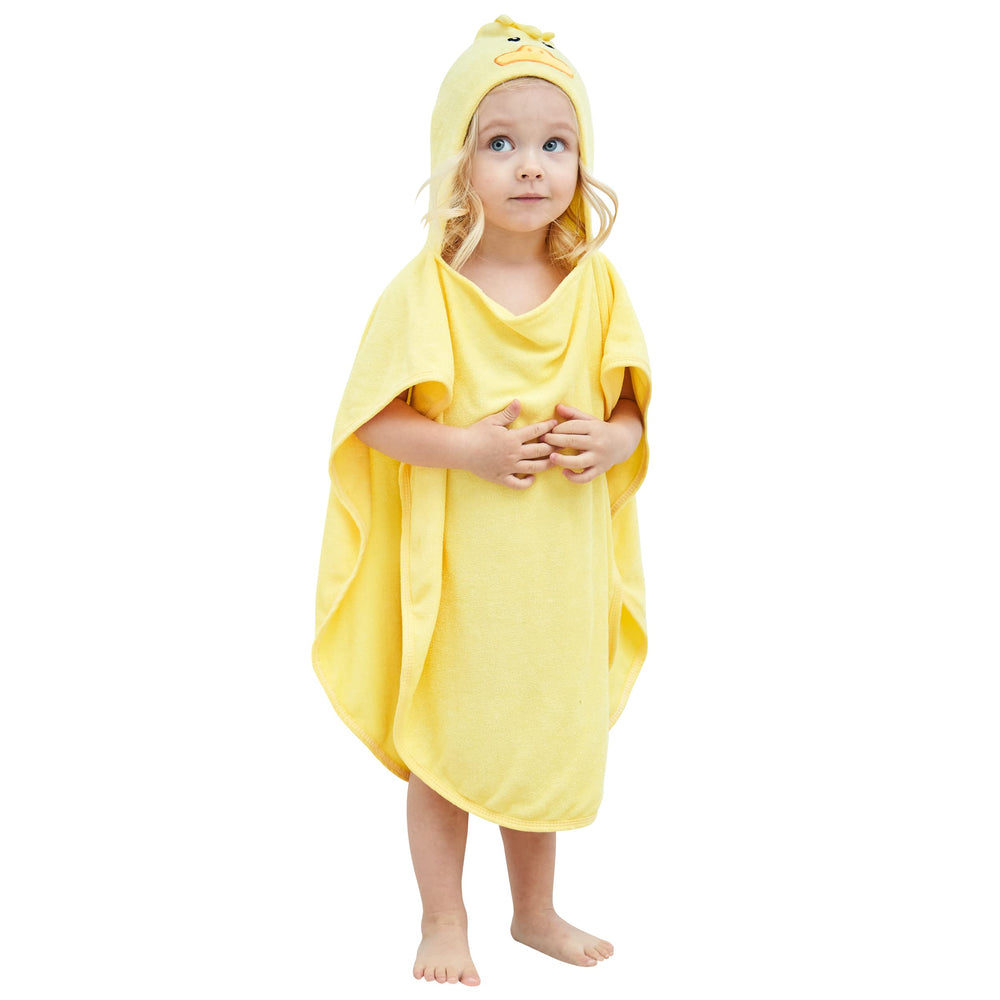 HIPHOP PANDA hooded towel with bear ears provides warm post-bath comfort.