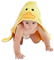 HIPHOP PANDA hooded towel with duck yellow design for warm bath time snuggles.
