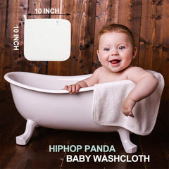 HIPHOP PANDA newborn-safe washcloth highlighting skin-friendly material.