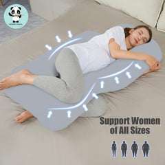 HIPHOP PANDA U-shape on bed demonstrating versatile lounging and back support.