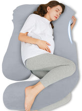 HIPHOP PANDA U-shaped pregnancy pillow full view for total-body sleep support.