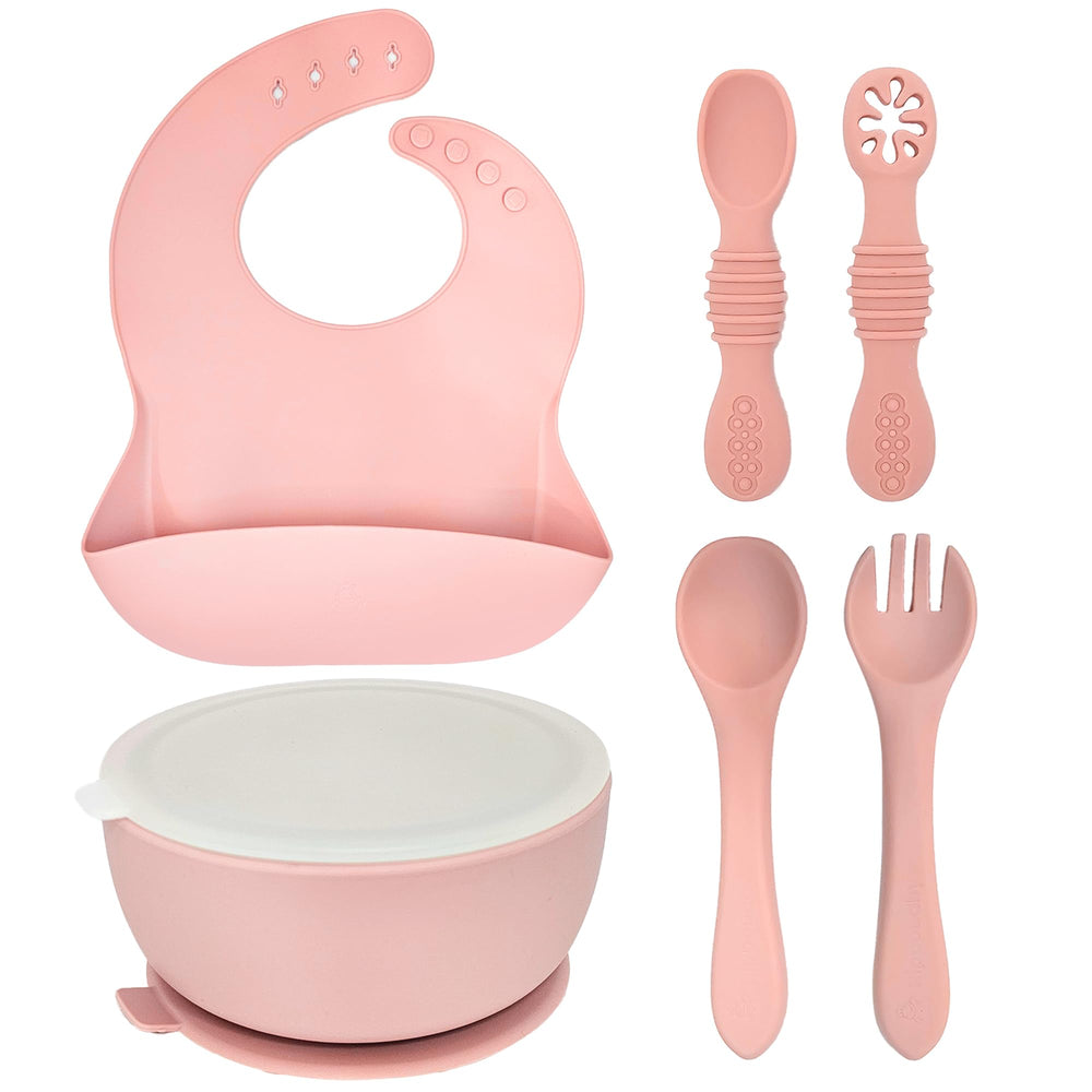 HippoBaby suction bowl rose demonstrates secure grip for mess-free self-feeding.