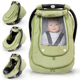 HippoBaby car seat cover breathable muslin shields baby from sun and wind with air flow.