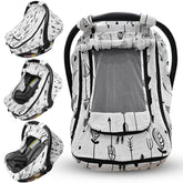 HippoBaby car seat cover sunshade provides UPF 50+ protection for sunny car rides.