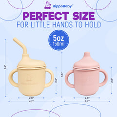HippoBaby sippy cups’ sturdy base helps prevent tipping during family meals