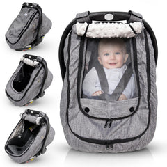 HippoBaby waterproof cover closeup showing durable fabric for rainy day travels.