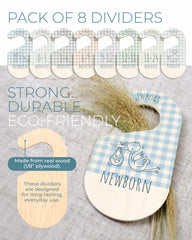 HIPPOTALE wooden closet divider with secure hook keeps nursery storage tidy and in place.
