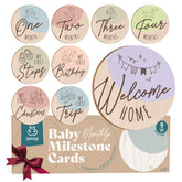 HIPPOTALE wooden milestone 1 month card for bright, high-contrast baby photoshoots.