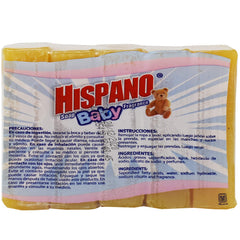 Hispano Bar Soap Fragancia Baby closeup shows creamy lather and mild fragrance.