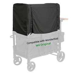 Hiviva wagon weather shield front view showing full canopy protection for outdoor rides