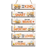 HIWERAN construction truck wall-art set brightens kids' rooms and inspires imaginative play.