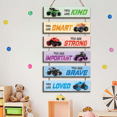 HIWERAN racing car bedroom decor setup shows multiple signs on wall