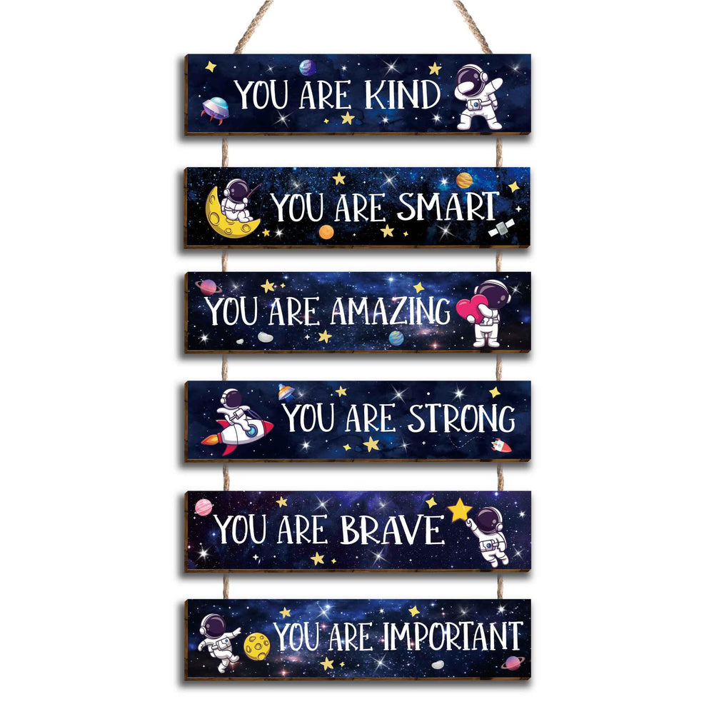 HIWERAN space astronaut quotes poster for kids' room boosts motivation and imagination.