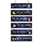 HIWERAN space astronaut quotes poster for kids' room boosts motivation and imagination.