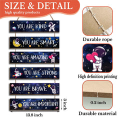 HIWERAN space astronaut quotes poster for playroom decor inspires curiosity.
