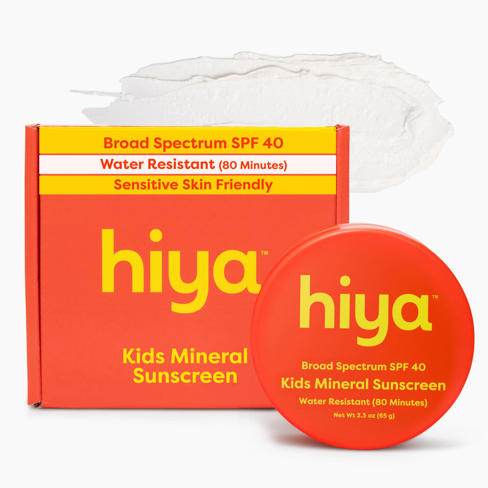 Hiya SPF40 Kids bottle front showing reef-safe mineral sunscreen.