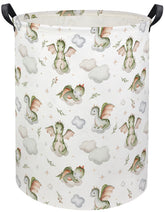 HIYAGON baby laundry basket with dinosaur pattern keeps nursery toys organized and accessible