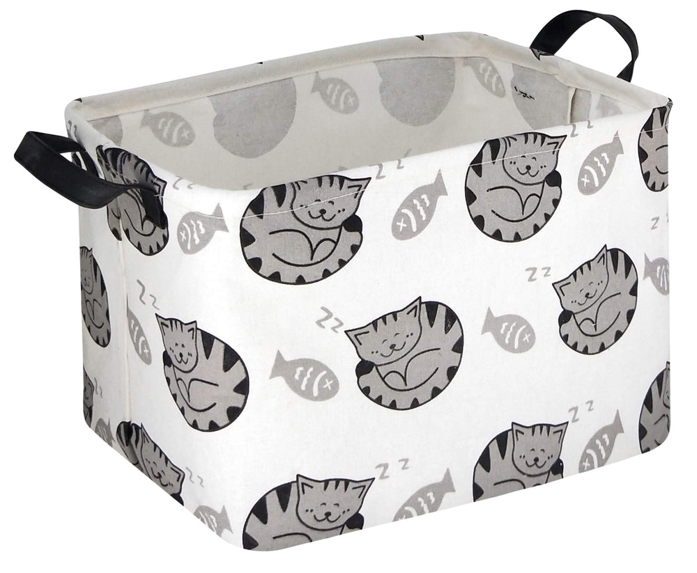 HIYAGON Cat Basket front view showing roomy canvas storage for toys