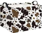 HIYAGON Rectangular Cow Basket front view keeps toys organized in kids' room.