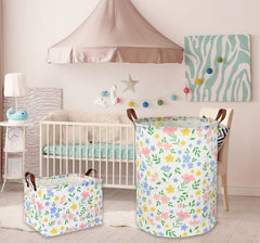 HIYAGON Kids Storage Basket side view with reinforced handles for easy carrying