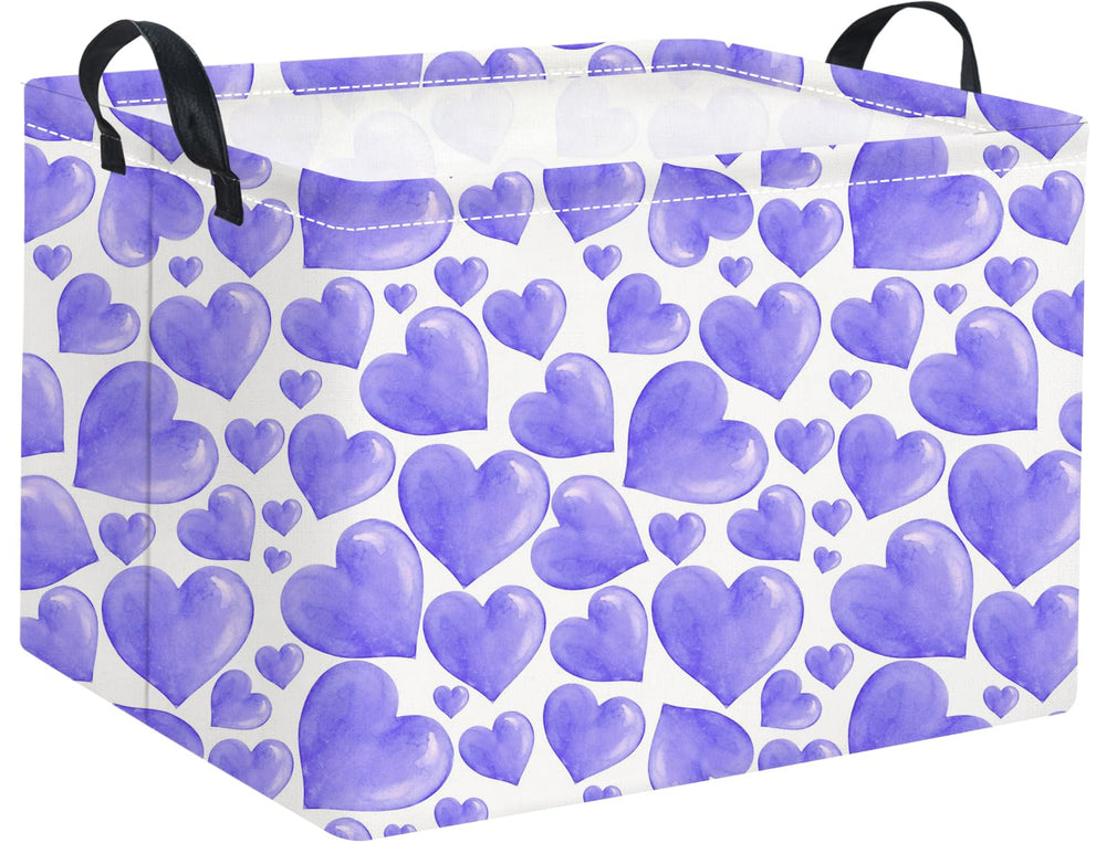 HIYAGON purple heart rectangular basket front view shows sturdy canvas for versatile storage