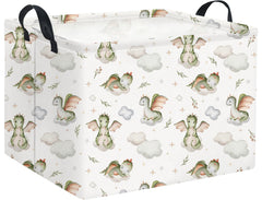 HIYAGON rectangular baby basket in dinosaur design for toy storage and room decor