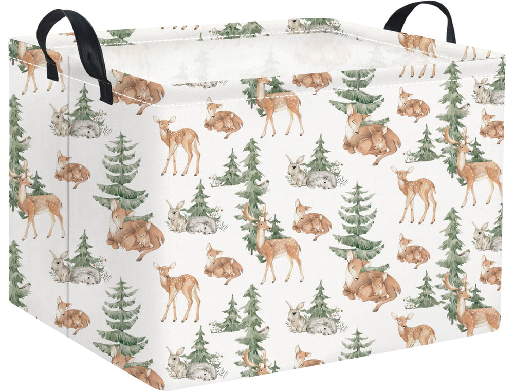 HIYAGON forest deer basket front view highlighting spacious storage for toys and clothes.