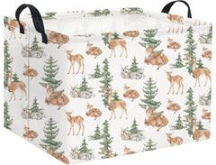 HIYAGON forest deer basket front view highlighting spacious storage for toys and clothes.