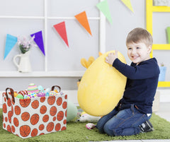 HIYAGON rectangular basketball bin in use demonstrates space-saving storage for toys and books.