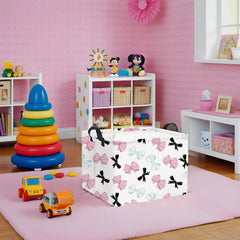 HIYAGON bowknot basket filled with toys demonstrates versatile living room storage