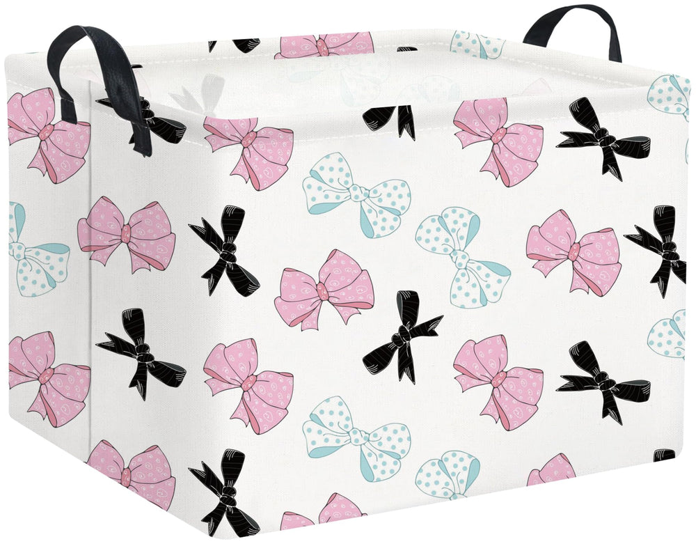 HIYAGON rectangular bowknot basket front view shows sturdy frame and style