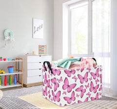 HIYAGON rectangular butterfly pink basket collapsible design for flat storage