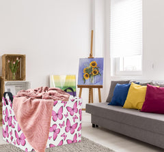 HIYAGON rectangular butterfly pink basket in playroom for organized toys