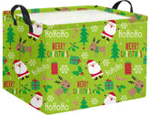 HIYAGON rectangular Christmas basket green side view demonstrates collapsible storage.
