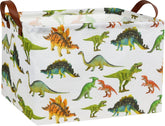 HIYAGON rectangular dinosaur basket open-top for easy toy and book storage.