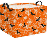 HIYAGON rectangular Halloween basket with bat web design for festive trick-or-treat storage.