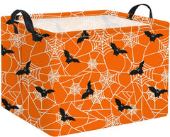 HIYAGON rectangular Halloween basket with bat web design for festive trick-or-treat storage.