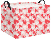 HIYAGON rectangular valentines basket with pink heart for stylish clothes and books storage.