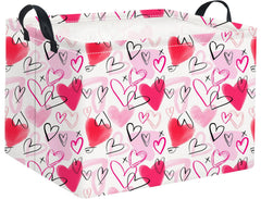 HIYAGON Rectangular Valentines Basket front view for neat toy and cloth storage.