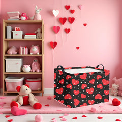 HIYAGON rectangular Valentines basket side view shows sturdy frame and portable handle