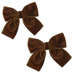 Hjiaruiky handmade velvet hair bow in brown, soft texture perfect for everyday outfits.