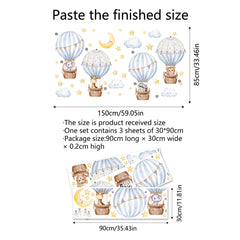 HJKlove animal hot-air-balloon wall stickers brighten kids' rooms with whimsy